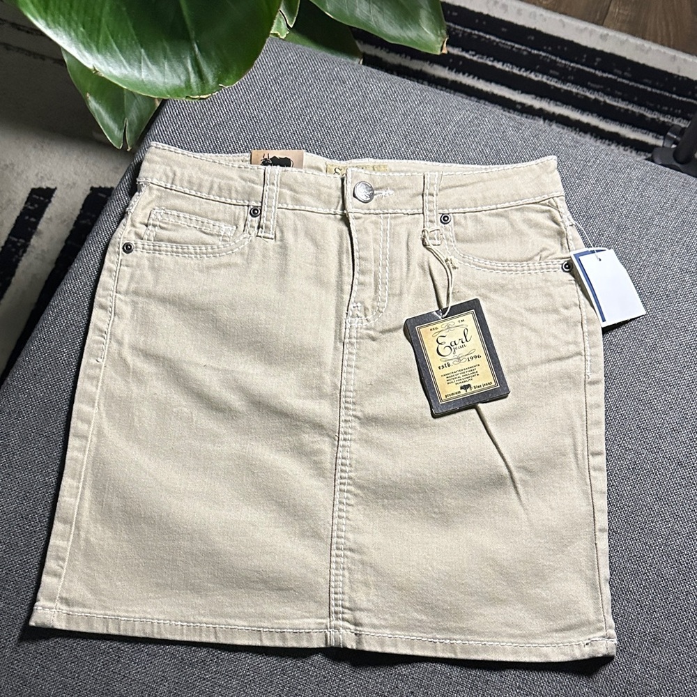 NEW Earl Jeans Light Tan Mini Denim Skirt